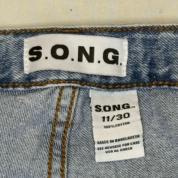 S.O.N.G. Cargo Jeans Women's 11/30 | Light Wash Wide Leg High Rise Utility Denim - Picture 5 of 9